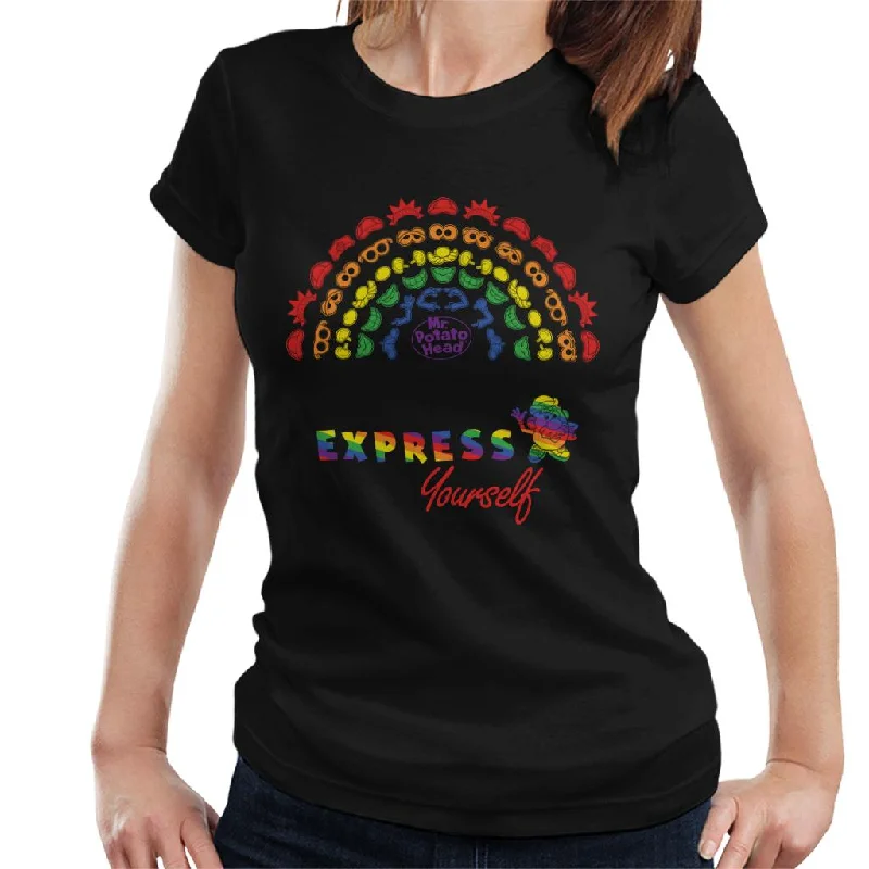 Mr Potato Head Express Yourself Pride Rainbow Women's T-Shirt Collared Crew Neck Turtle Neck Mr Potato Head Express Yourself Pride Rainbow Women's T-Shirt Collared Crew Neck Turtle Neck