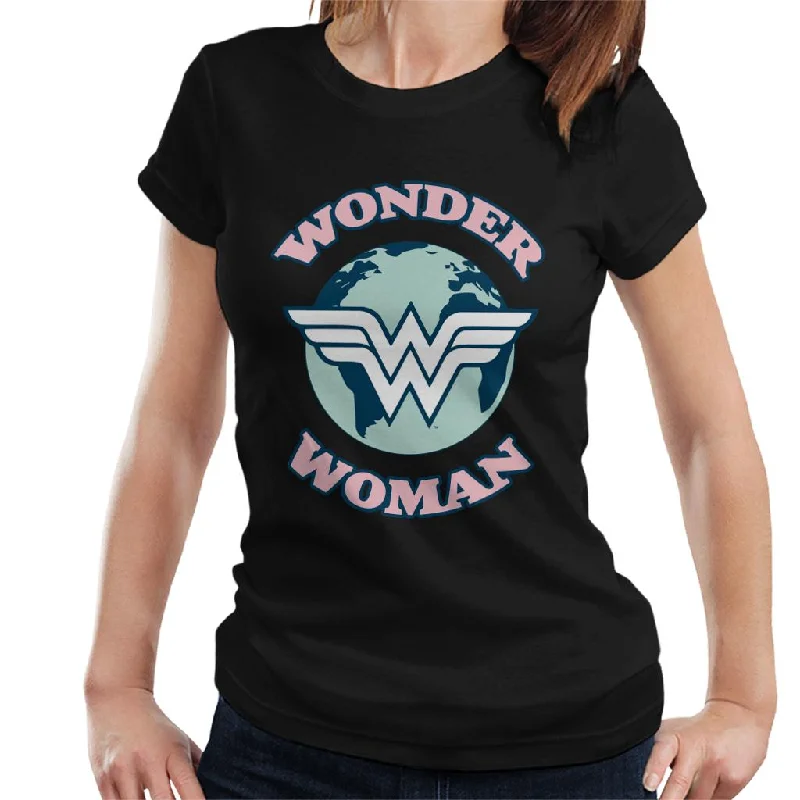 Wonder Woman Globe Logo Women's T-Shirt Chenille Blend Fleece Blend Nylon Blend