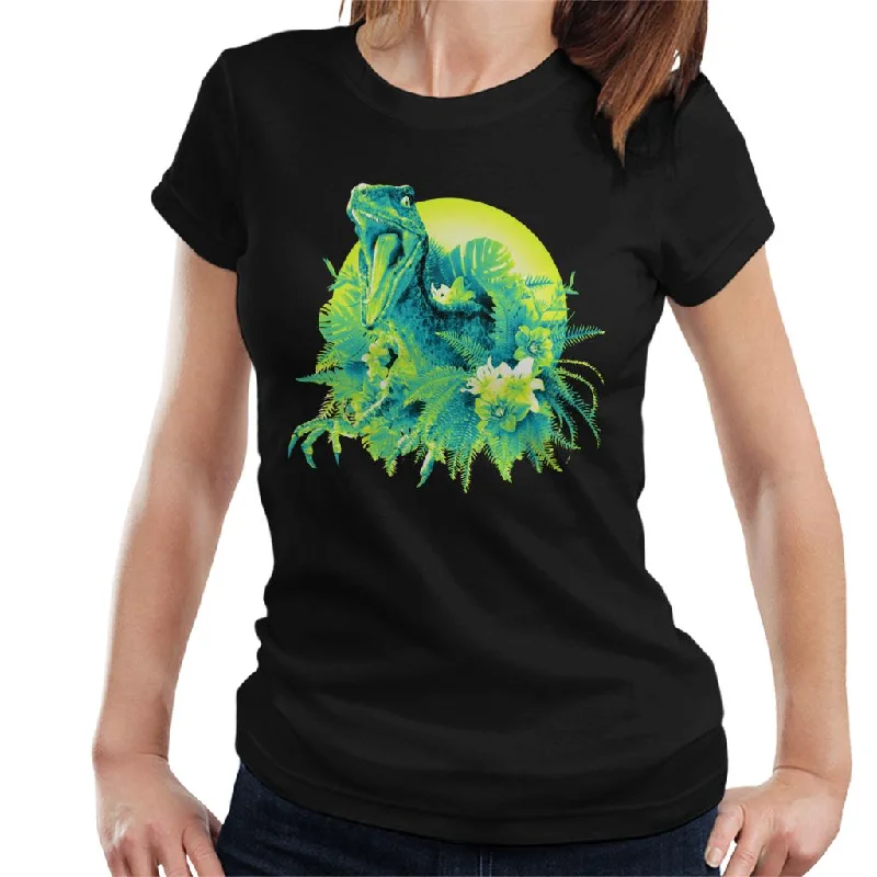 Jurassic Park Velociraptor Jungle Sun Women's T-Shirt Oversized T-Shirt Spandex breathable Jurassic Park Velociraptor Jungle Sun Women's T-Shirt Oversized T-Shirt Spandex breathable