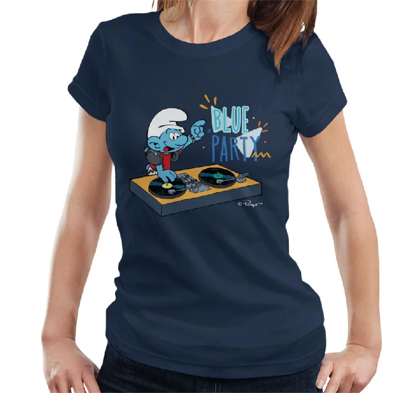 The Smurfs Blue Party Women's T-Shirt Iron Safe Non-Iron Wrinkle Free