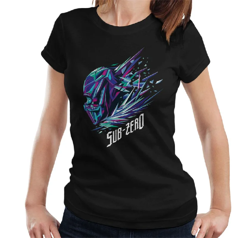 Mortal Kombat Sub Zero Head Women's T-Shirt Ribbed Striped Patterned
