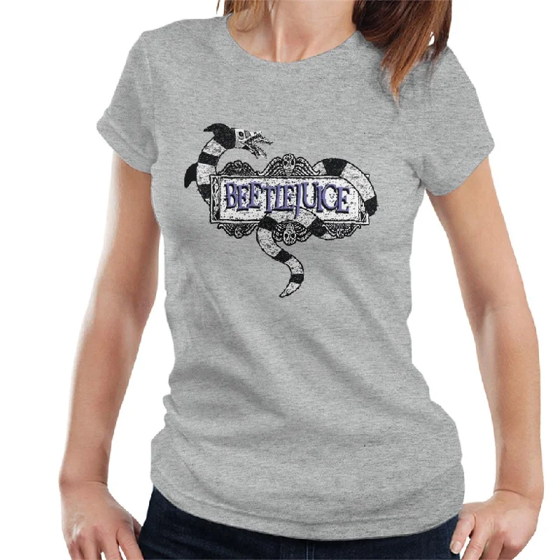Beetlejuice Sandworm Logo Women's T-Shirt Hooded Caped Shawl Collar
