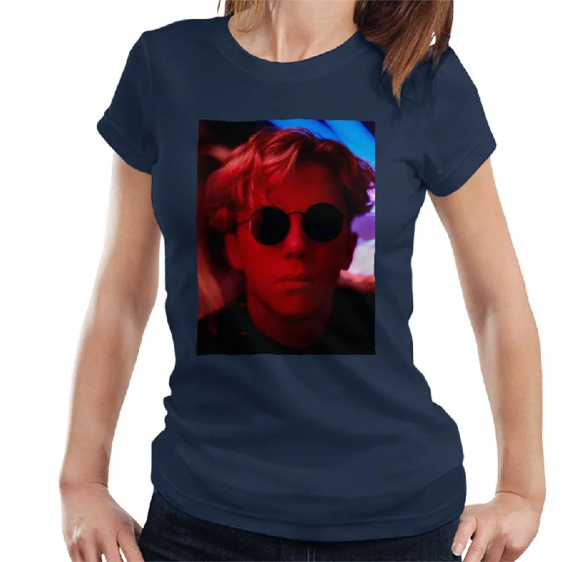 Weird Science Gary Wallace Wearing Glasses Women's T-Shirt Ribbed Striped Patterned