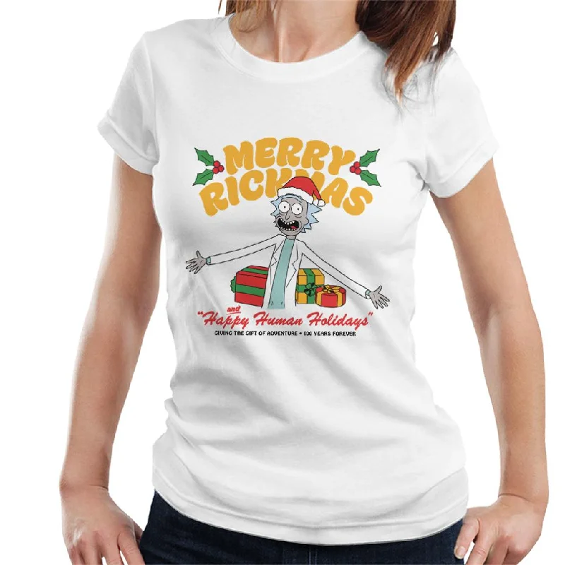Rick and Morty Merry Rickmas And Happy Human Holidays Christmas Women's T-Shirt Rayon Fabric Velvet Fabric Corduroy Fabric Rick and Morty Merry Rickmas And Happy Human Holidays Christmas Women's T-Shirt Rayon Fabric Velvet Fabric Corduroy Fabric