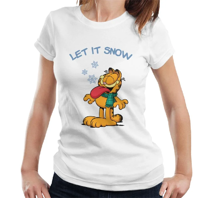 Garfield Let It Snow Christmas Women's T-Shirt Collared Crew Neck Turtle Neck