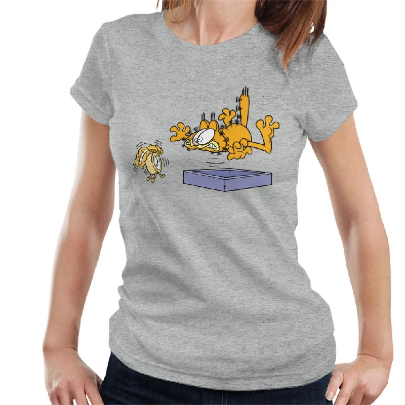 Garfield Alarm Clock Wake Up Women's T-Shirt Zippered Front Buttoned Front Snap Front Garfield Alarm Clock Wake Up Women's T-Shirt Zippered Front Buttoned Front Snap Front