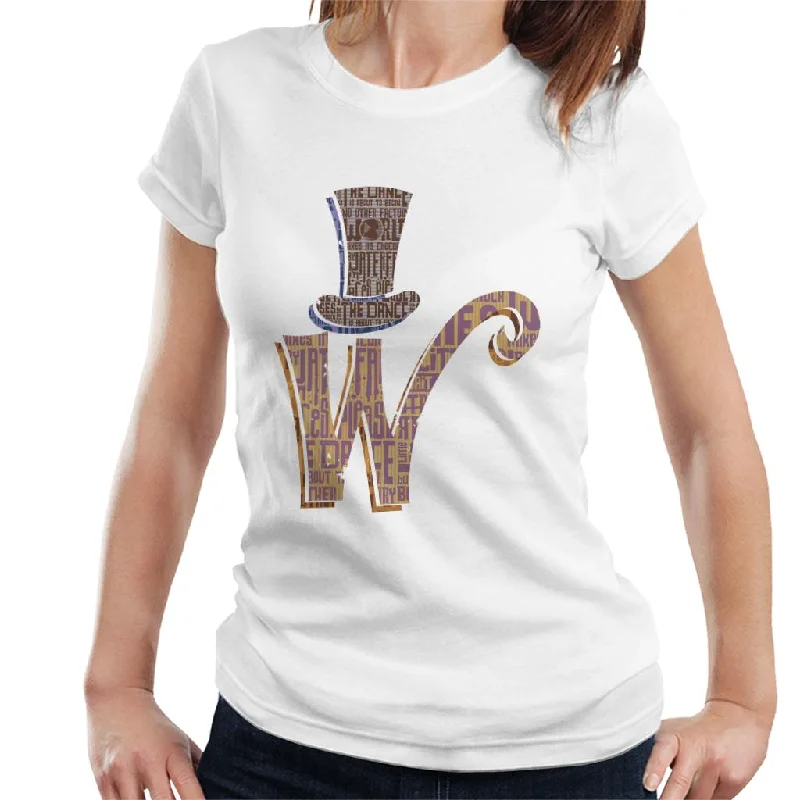 Willy Wonka and The Chocolate Factory Top Hat W Women's T-Shirt Collared Crew Neck Turtle Neck Willy Wonka and The Chocolate Factory Top Hat W Women's T-Shirt Collared Crew Neck Turtle Neck