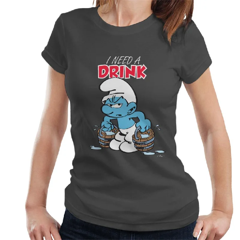 The Smurfs I Need A Drink Women's T-Shirt Machine Wash Dry Clean Hand Wash