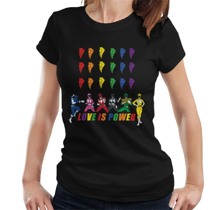 Power Rangers Love Is Power Women's T-Shirt Fleece Nylon Spandex