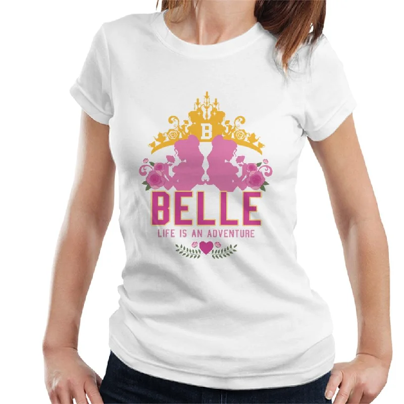 Disney Beauty And The Beast Belle Adventure Women's T-Shirt Silk Blend Satin Velvet