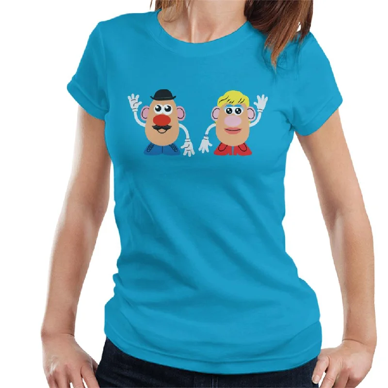 Mr Potato Head And Mrs Potato Head Wave Women's T-Shirt Silk Blend Satin Velvet