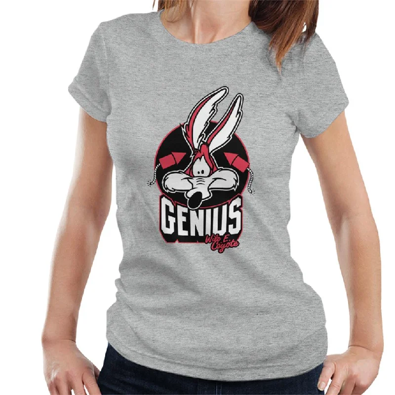 Looney Tunes Wile E Coyote Genius Rockets Women's T-Shirt Polka Dot Checkered Tartan Looney Tunes Wile E Coyote Genius Rockets Women's T-Shirt Polka Dot Checkered Tartan