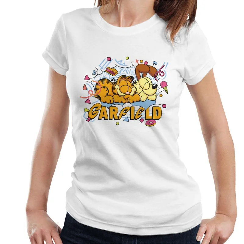 Garfield And Odie Napping Retro 90s Women's T-Shirt Modern Contemporary Chic