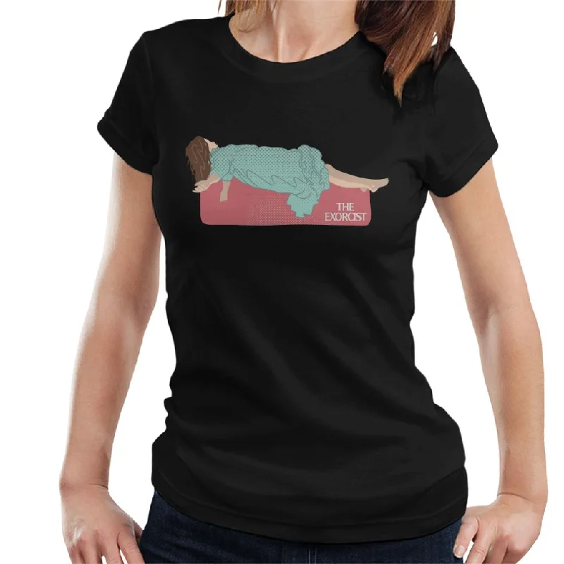 The Exorcist Regan Macneil Levitation Women's T-Shirt Hooded Caped Shawl Collar