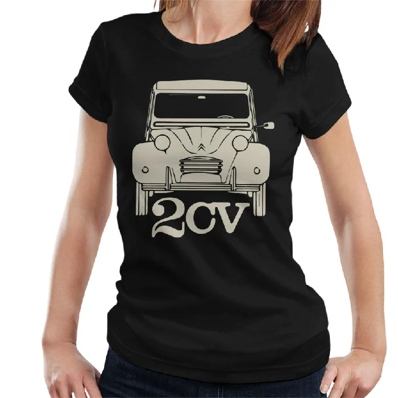 Citroën 2CV For Dark Women's T-Shirt Notch Collar Peter Pan Collar Cowl Neck