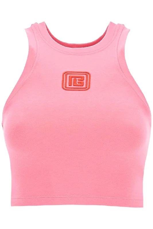 "embroidered Crop Top With  - Pink Print Jacquard Patchwork