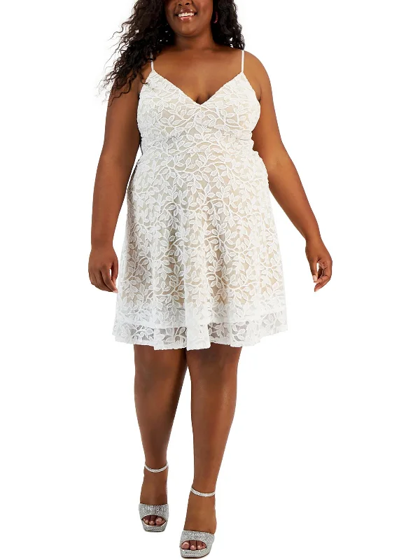 Womens Lace Knee Length Cocktail And Party Dress Tunics Party sparkling