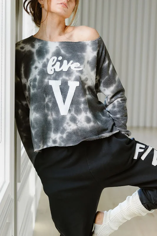 Custom Tye Dyed Five Sweatshirt Hoodie with Applique Textured Unique