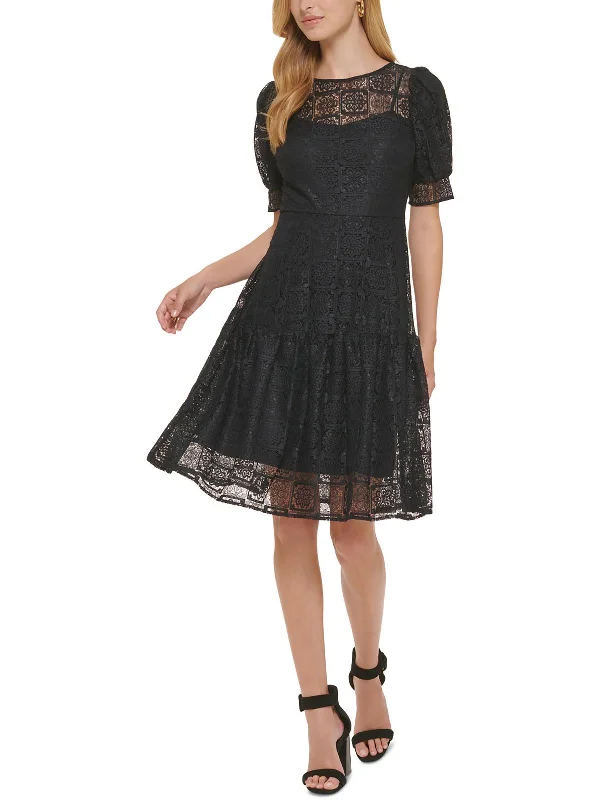 Womens Lace Cocktail And Party Dress Peplum Ruffle Cocktail