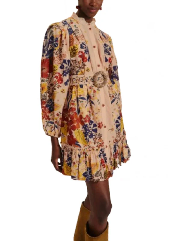 Beauty Bouquet Pink Puff Sleeve Dress Tunics Occasion special