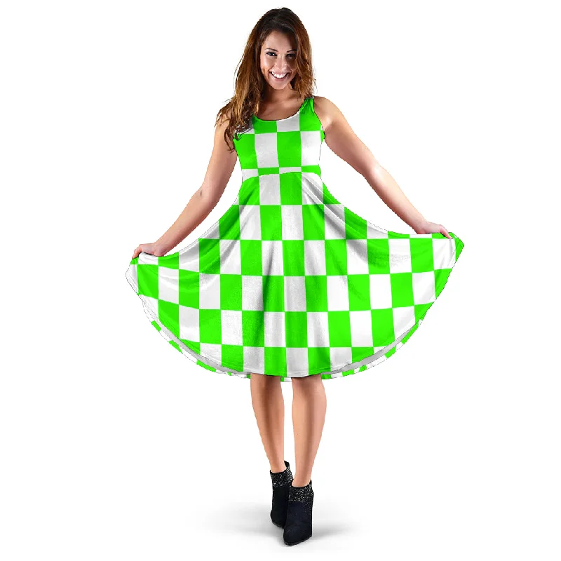 Racing Checkered Flag Dress Pistachio