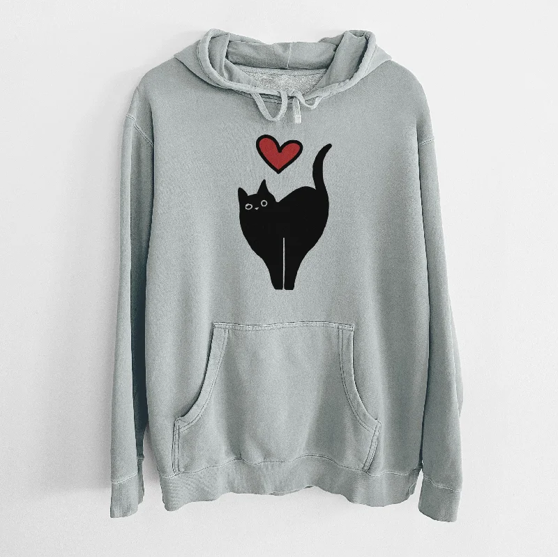 Love Always Black Cat - Bella - Unisex Pigment Dyed Hoodie Hoodie with Stripes Bold Sporty Love Always Black Cat - Bella - Unisex Pigment Dyed Hoodie Hoodie with Stripes Bold Sporty