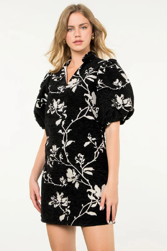 Myra Chenille Puff Sleeve THML Dress Tunics Denim casual