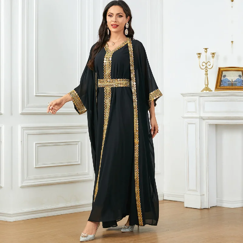 Women's V-Neck Webbing Black Party Dress Tunics Favorite customer