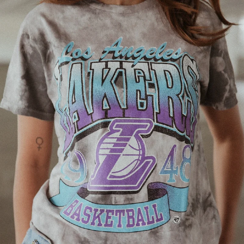 Los Angeles Lakers Alley Crystal '47 Vintage Tubular Crop Top Zippered Front Buttoned Front Snap Front Los Angeles Lakers Alley Crystal '47 Vintage Tubular Crop Top Zippered Front Buttoned Front Snap Front