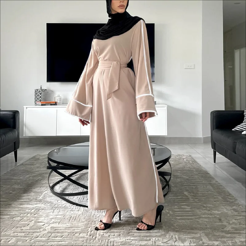 Stylish Solid Color Modest Abaya Dress