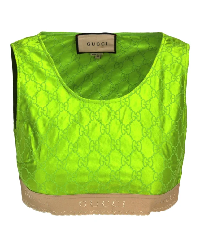 Gucci Womens Embroidered Silk Crop Top Hooded Caped Shawl Collar