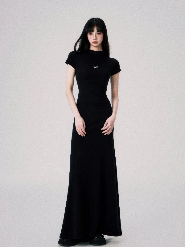 Mid Neck Short Sleeve Knit Dress LUL0052