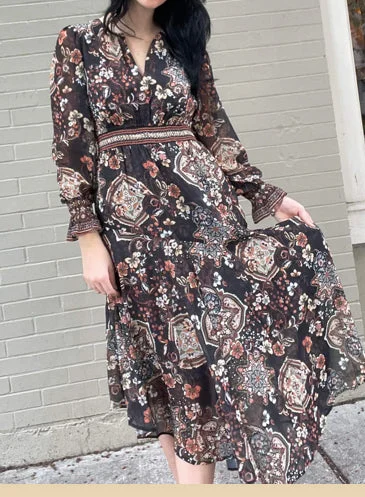 Brown and Black Asymetrical Dress Tunics Vintage classic