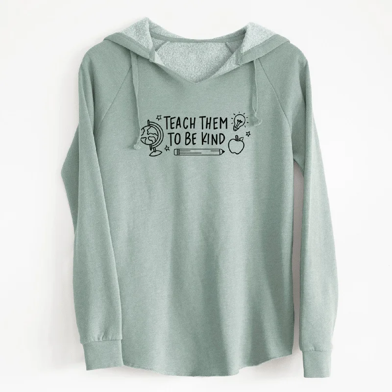 Teach Them To Be Kind - Cali Wave Hooded Sweatshirt Hoodie with Hem Embroidery Detailed Premium Teach Them To Be Kind - Cali Wave Hooded Sweatshirt Hoodie with Hem Embroidery Detailed Premium