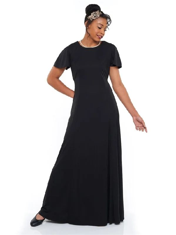 Jenna High Scoop Neck, Flutter Sleeve Dress Tunics Custom made