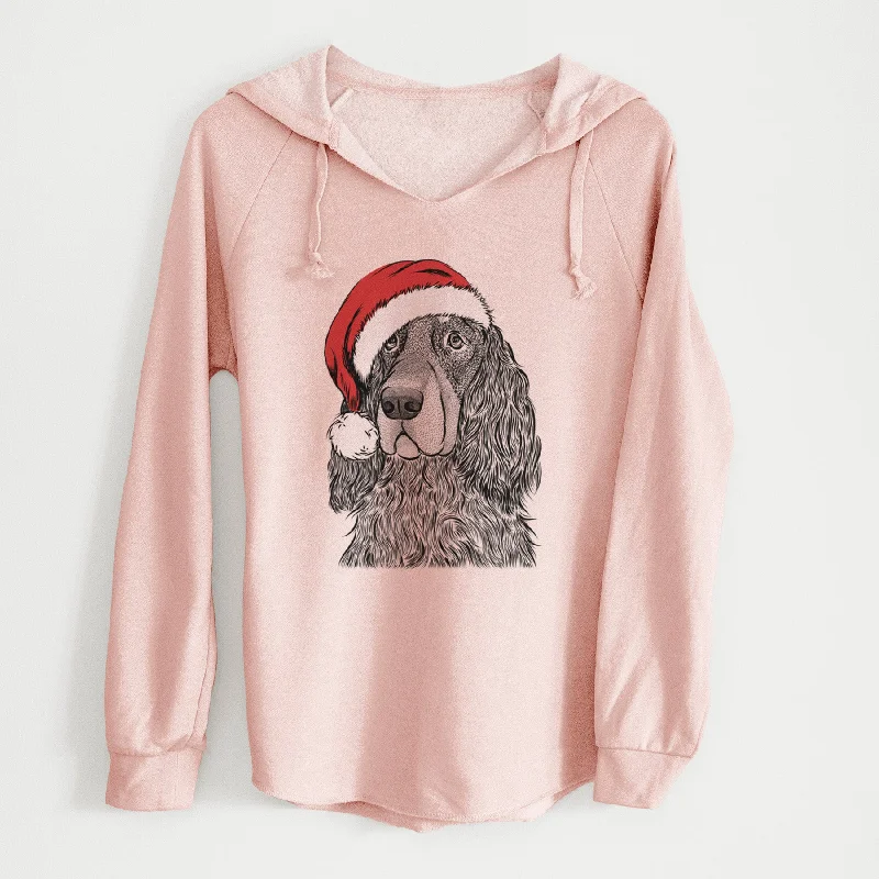 Santa Stormy the Gordon Setter - Cali Wave Hooded Sweatshirt Hoodie with Ribbed Hem Stretchable Secure