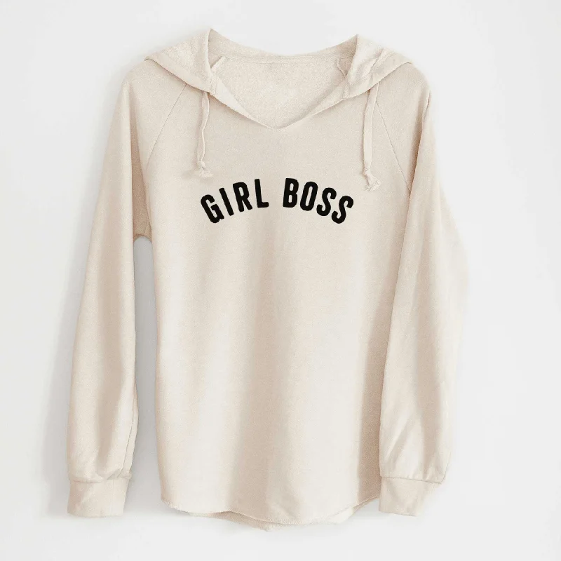 Girl Boss - Articulate Collection - Cali Wave Hooded Sweatshirt Hoodie with Hem Fringe Bohemian Relaxed