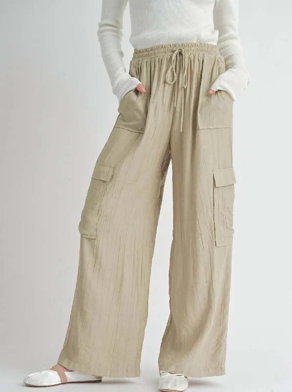 Clementine Crush Cargo Pants In Taupe Soft Cotton Pants