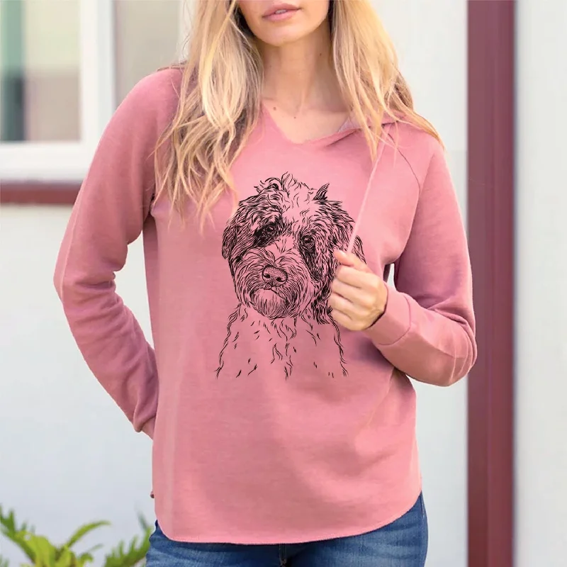 Rooney the Aussiedoodle - Cali Wave Hooded Sweatshirt Hoodie with Hem Embroidery Detailed Premium Rooney the Aussiedoodle - Cali Wave Hooded Sweatshirt Hoodie with Hem Embroidery Detailed Premium