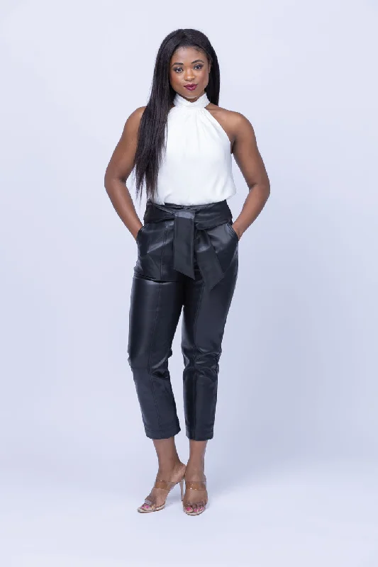 Simkhai Tessa Leather Tie Pants in Black Casual Lounge Pants