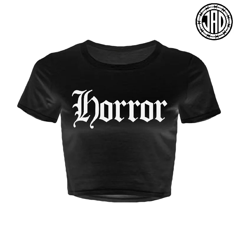 Horror Old E - Women's Crop Top Rayon Fabric Velvet Fabric Corduroy Fabric