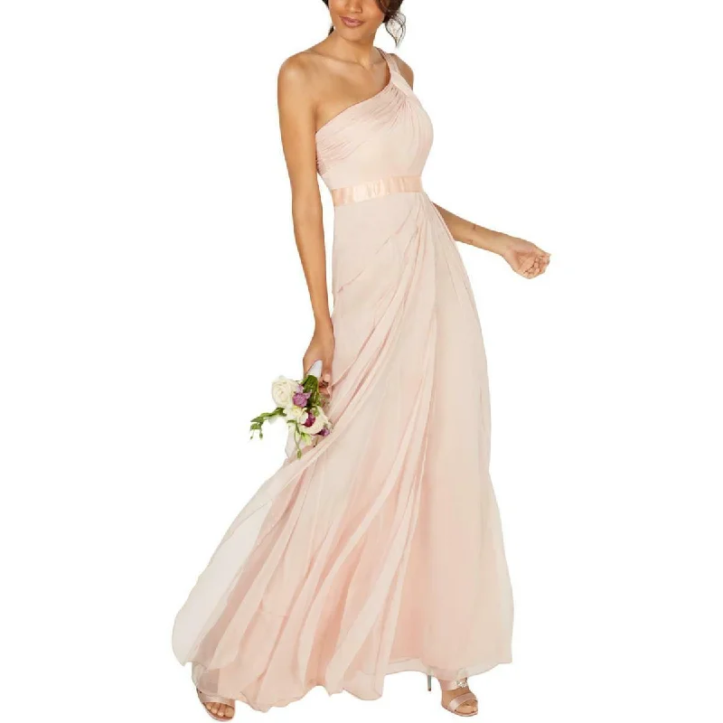 Adrianna Papell Womens One Shoulder Ruffle Gown Dress size 8