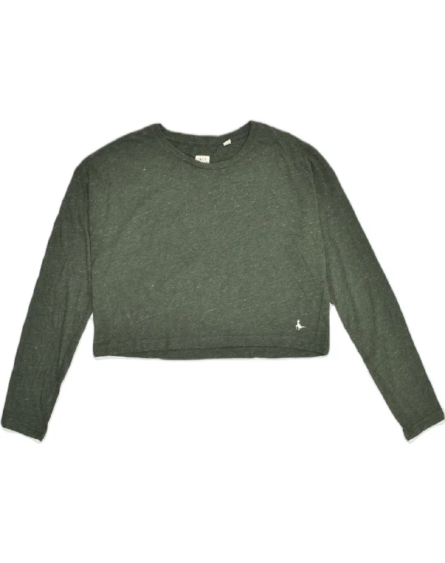 JACK WILLS Womens Long Sleeve Crop Top UK 12 Medium Green Polyester Chenille Brocade Lace JACK WILLS Womens Long Sleeve Crop Top UK 12 Medium Green Polyester Chenille Brocade Lace