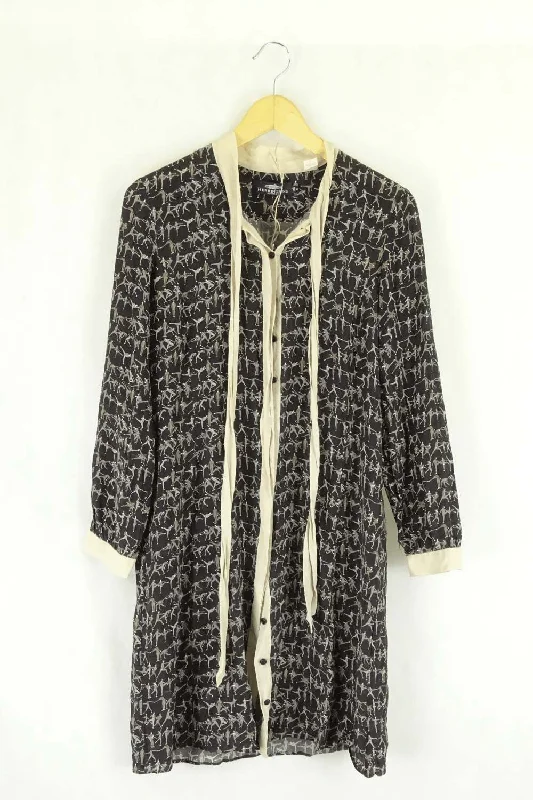 Herringbone Print Dress 36 (8) Tunics Luxurious high-end