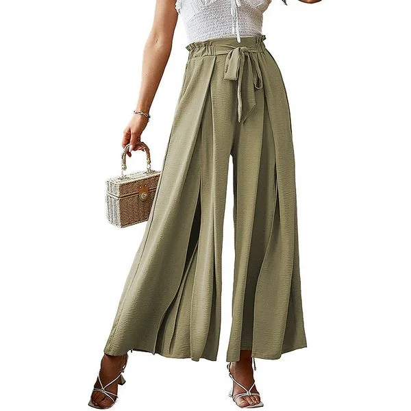 Loose High waist Wide leg Pants with belt Casual Sweatpants Style