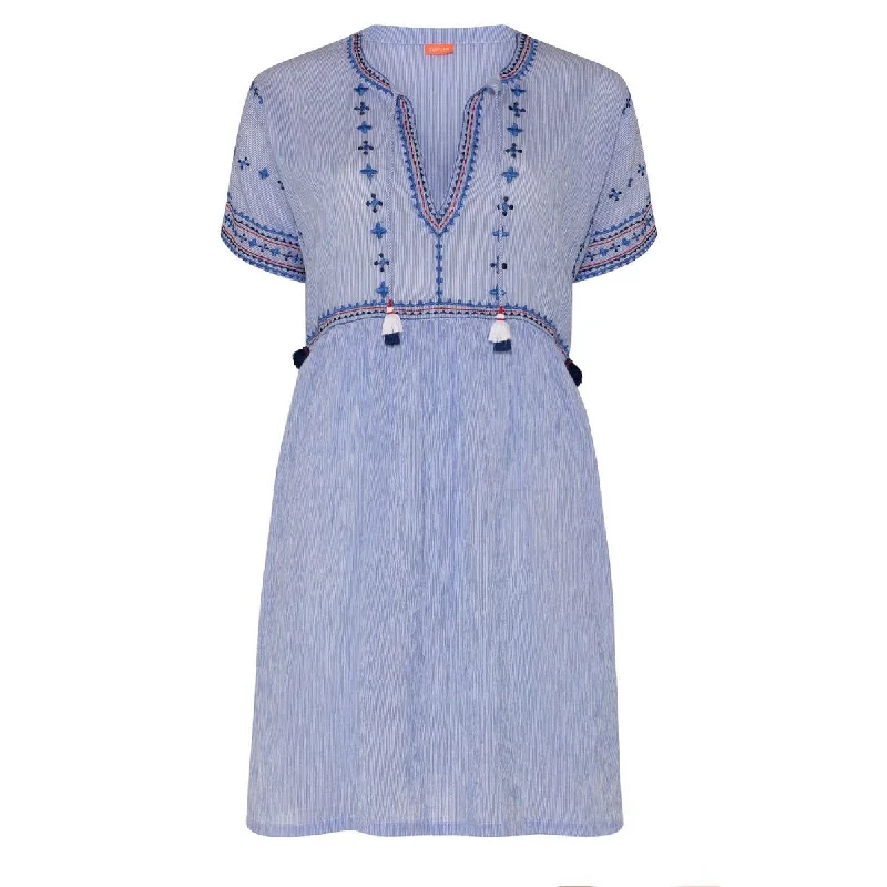 Sunuva Womens Cheesecloth Dress Blue Stripe