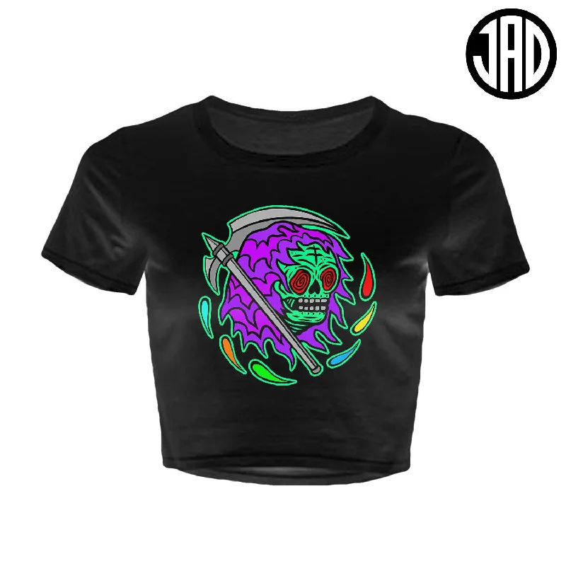 Rad Reaper - Women's Crop Top Mesh Blend Leather Blend Suede Blend