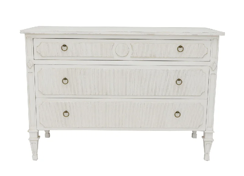 Stripe Inlayed White Wood Dresser Tunics Modern contemporary