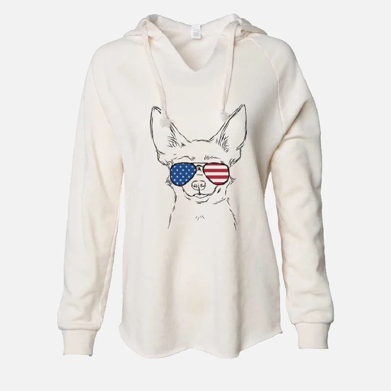 USA Amos the Chihuahua - Cali Wave Hooded Sweatshirt Hoodie with Drawcord Adjustable Secure