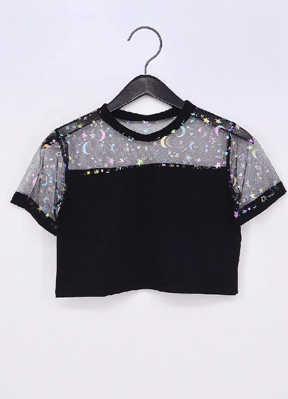 Mystic Nightfall Crop Top Nylon Fabric Polyester Fabric Spandex Fabric